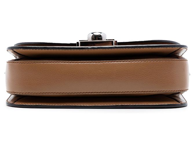 Borsa a tracolla Arcade in pelle di vitello lucida marrone Prada - vista 3