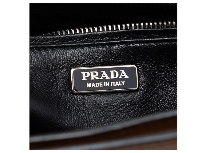 Borsa a tracolla Arcade in pelle di vitello lucida marrone Prada - vista 5