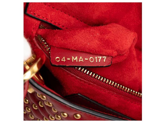 Lady Dior Mini Satchel aus rotem Lammleder mit Cannage-Steppung und Nieten - Ansicht 6