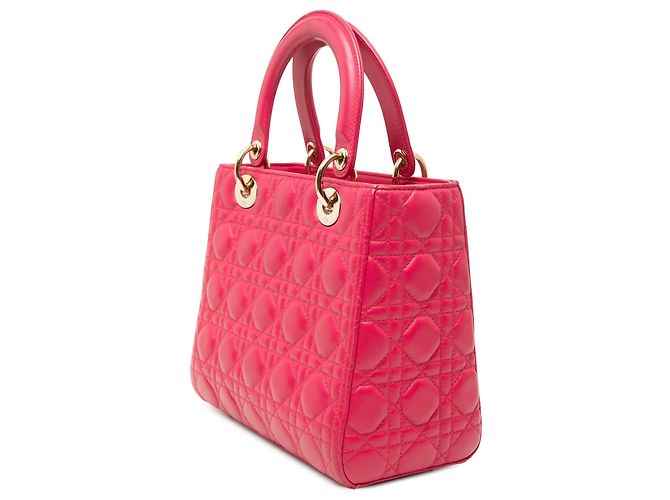 Borsa Lady Dior in pelle di agnello cannage rosa, misura Medium - vista 2