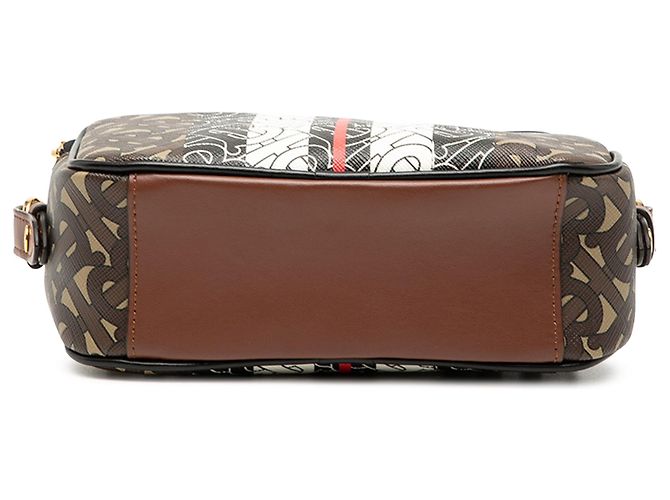 Borsa a tracolla Burberry TB Monogram E-Canvas Stripe marrone - vista 3