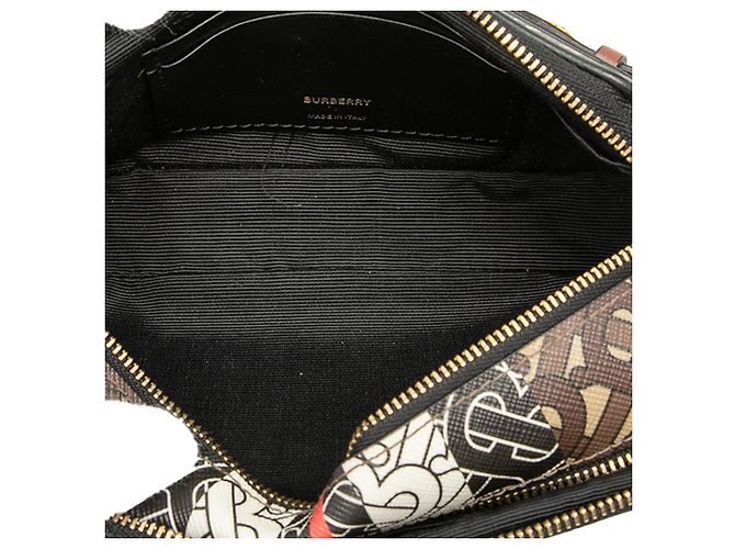 Borsa a tracolla Burberry TB Monogram E-Canvas Stripe marrone - vista 4