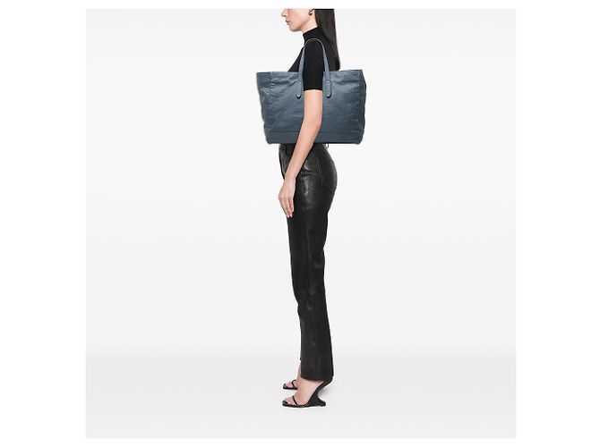 Tote in pelle granulata grande blu Gucci - vista 7