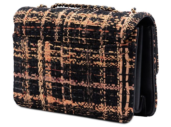 Borsa a tracolla Chanel Medium Quilted Tweed Beauty Lock Flap Nera Nero - vista 2
