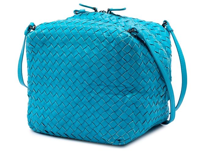 Borsa a tracolla Cube in nappa Intrecciato blu Bottega Veneta - vista 2