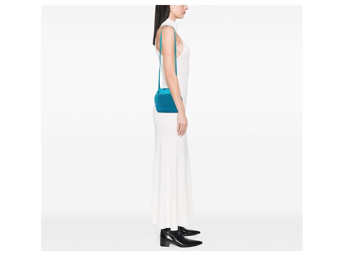 Borsa a tracolla Cube in nappa Intrecciato blu Bottega Veneta - vista 7