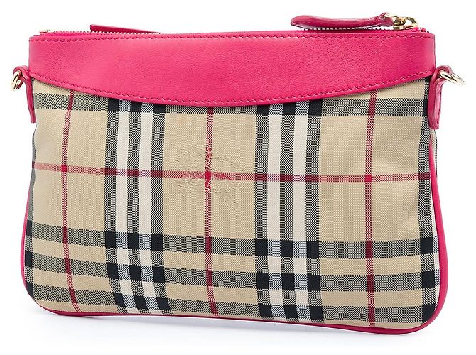 Borsa a tracolla Burberry Haymarket Check Nylon Peyton Bow Tie Rosa - vista 2