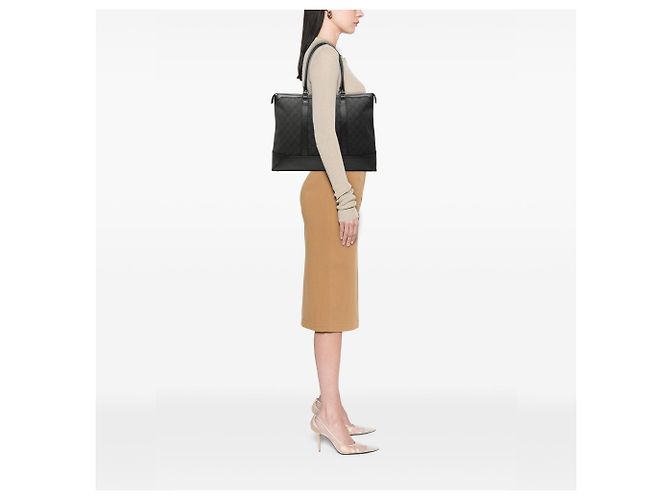 Tote in denim Gucci GG nero - vista 7