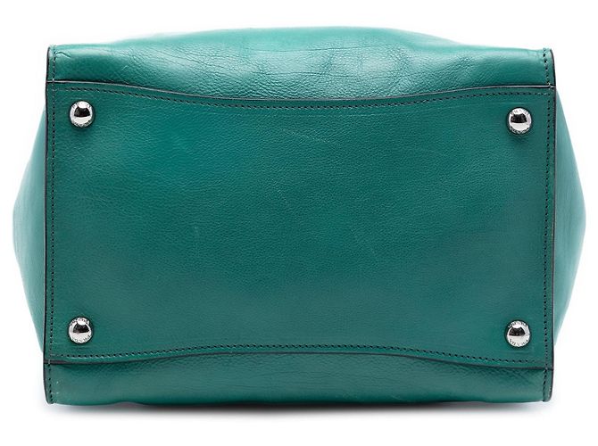 Double Bolso satchel Prada Glace Calf verde con dos bolsillos y doble asa - vista 3