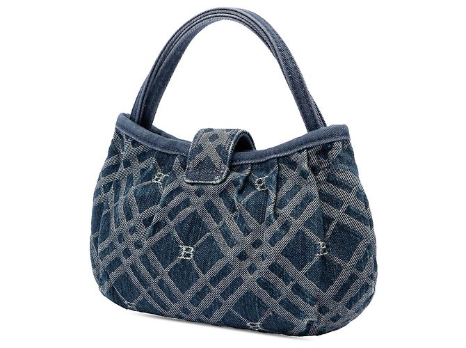 Borsa in denim Burberry Nova Check blu - vista 2