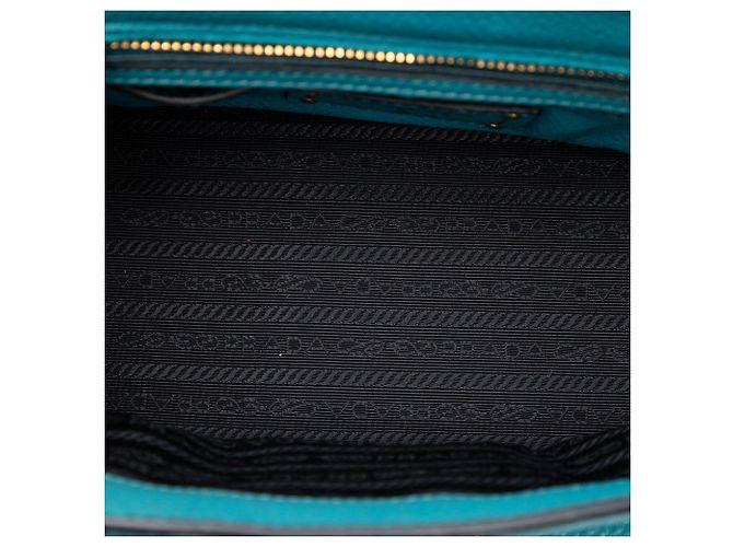 Borsa Blue Prada Vitello Daino Sound Lock - vista 4