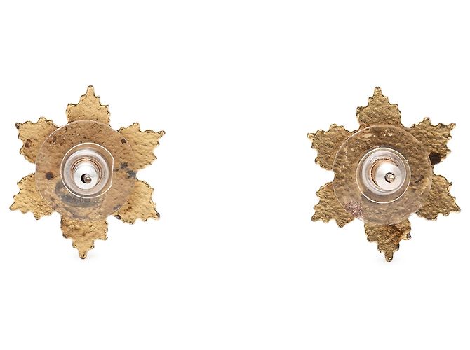 Pendientes de presión Snowflake en esmalte chapados en oro Gold Chanel CC Dorado - vista 2