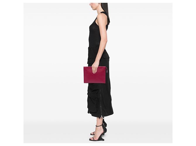 Beauty case e clutch bag 26 in Epi Toile rosa Louis Vuitton - vista 7