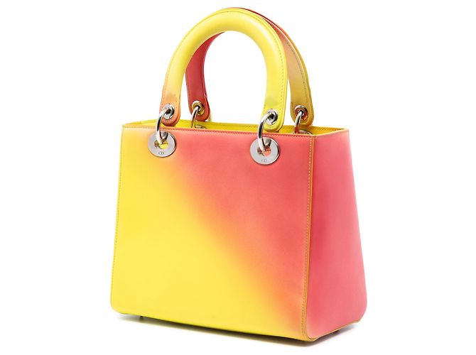 Borsa Lady Dior in pelle di vitello Ombre giallo, misura Medium - vista 2