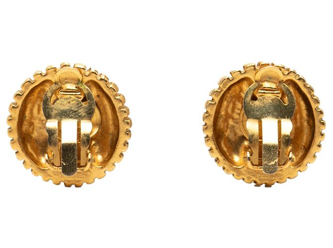 Pendientes de clip Chanel Gold Plated CC Sunburst bañados en oro Dorado - vista 2