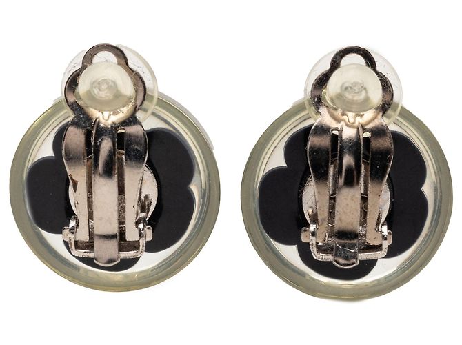 Orecchini a clip Chanel CC in resina con fiore neri Nero - vista 2