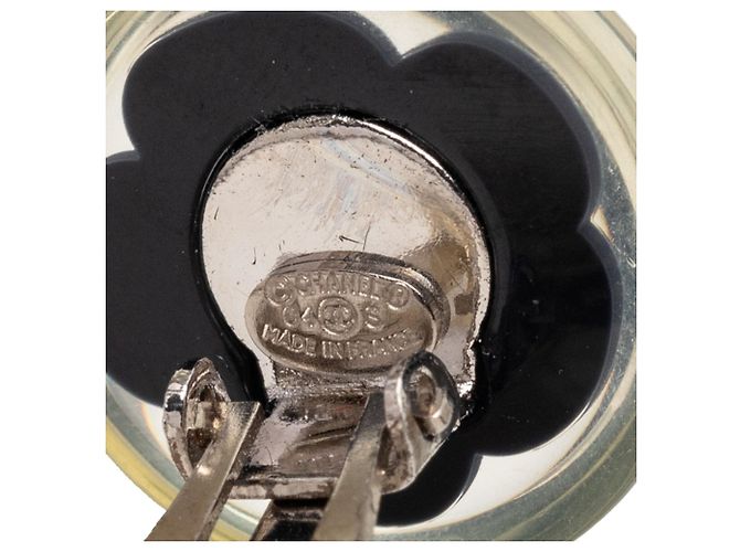 Orecchini a clip Chanel CC in resina con fiore neri Nero - vista 3