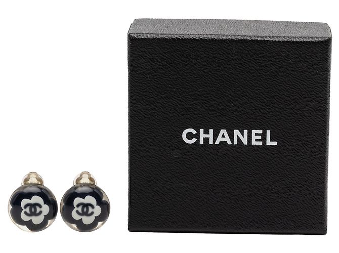 Orecchini a clip Chanel CC in resina con fiore neri Nero - vista 4