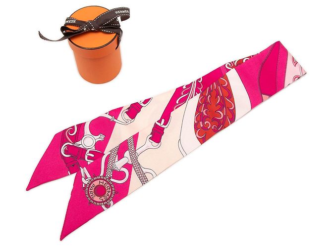 Pink Hermès Festival Des Amazones Silk Twilly Scarf Scarves - view 6