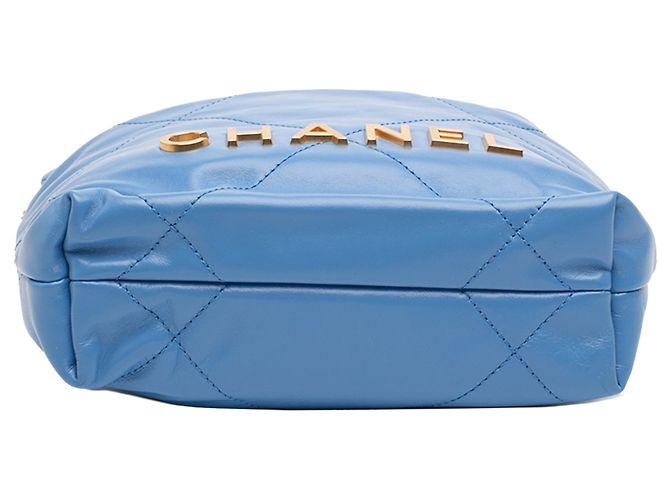 Borsa a mano Chanel Mini Shiny Calfskin 22 blu - vista 3