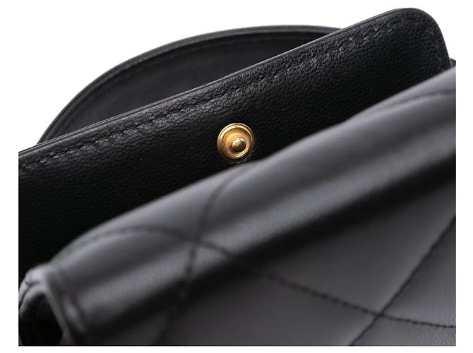 Portafoglio monete e borsa a tracolla Chanel 19 in agnello nero con catena - vista 8