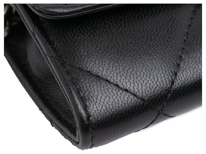 Portafoglio monete e borsa a tracolla Chanel 19 in agnello nero con catena - vista 9