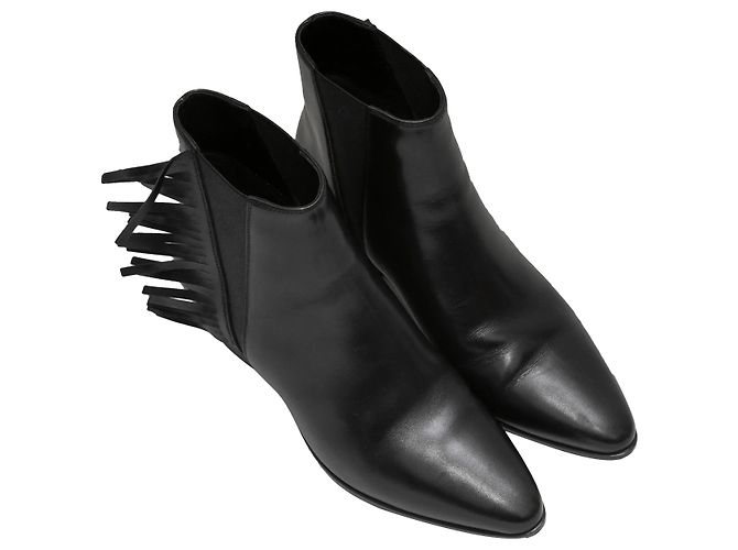 Botines con flecos negros Saint Laurent Wyatt Talla 37.5 - vista 2
