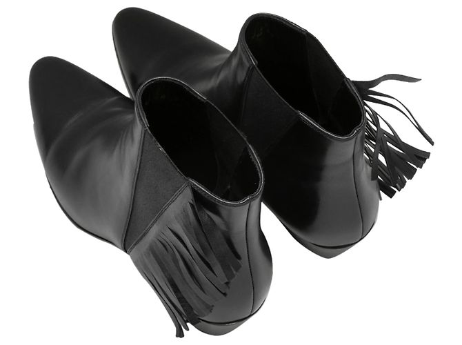 Botines con flecos negros Saint Laurent Wyatt Talla 37.5 - vista 3