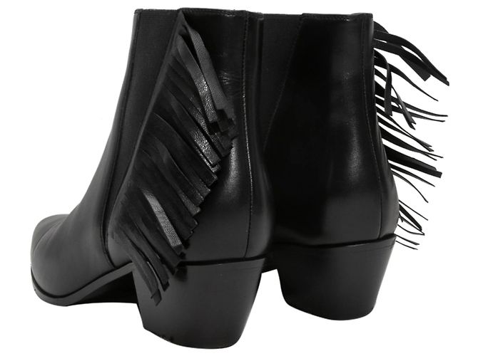Botines con flecos negros Saint Laurent Wyatt Talla 37.5 - vista 4