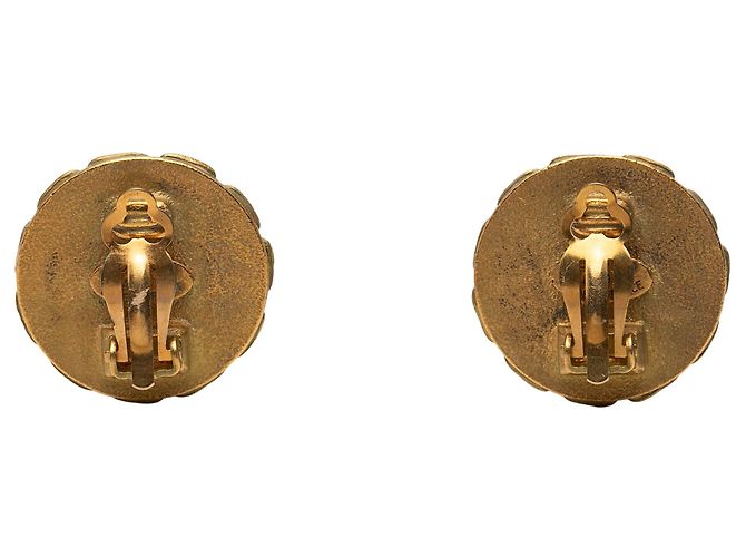 Orecchini a clip in smalto placcato oro Gold Chanel CC D'oro - vista 2