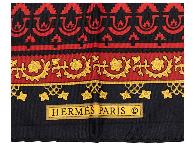 Sciarpa di seta rossa Hermès Brins d Or 90 Scarves Rosso - vista 4