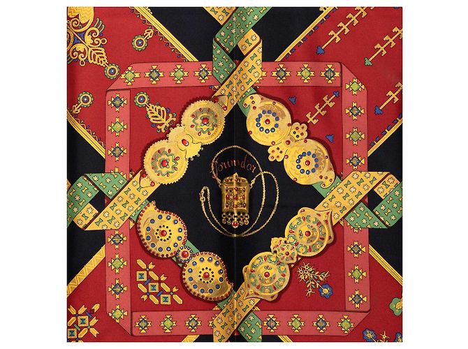 Sciarpa di seta rossa Hermès Brins d Or 90 Scarves Rosso - vista 6