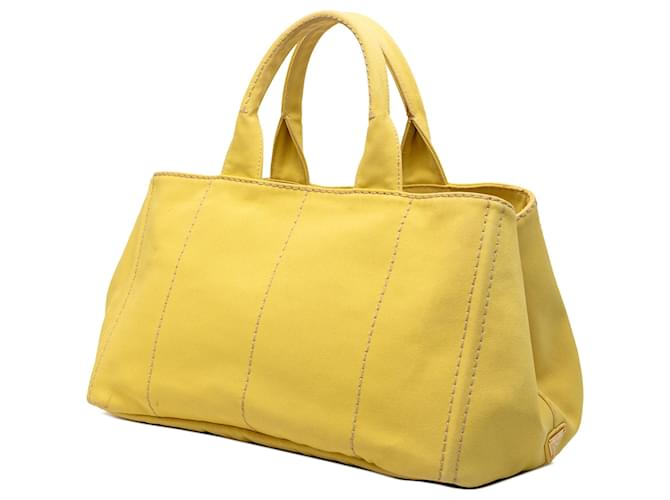 Tote Borsa Prada Large Canvas Canapa Logo gialla Giallo - vista 2