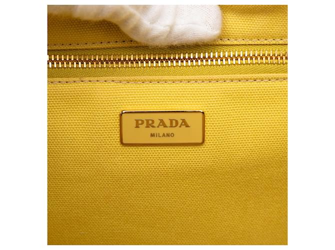 Tote Borsa Prada Large Canvas Canapa Logo gialla Giallo - vista 5