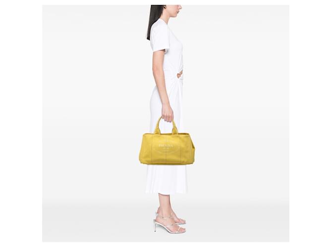 Tote Borsa Prada Large Canvas Canapa Logo gialla Giallo - vista 8
