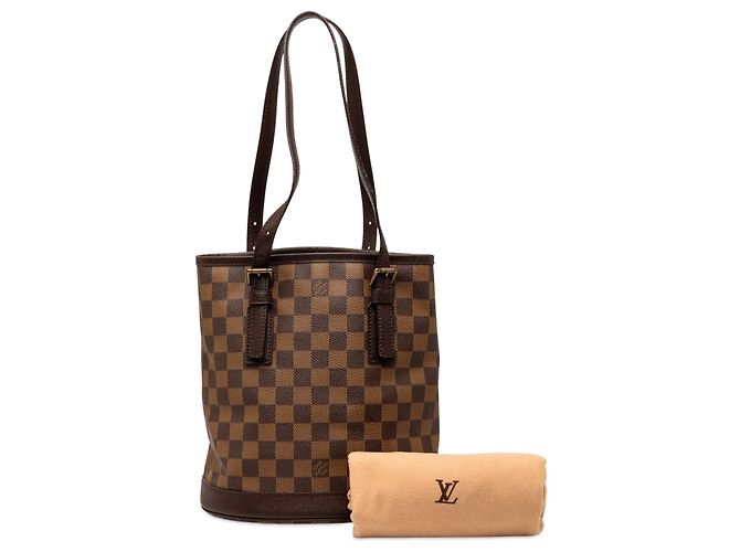 Bucket Borsa a secchiello Marais Damier Ebene marrone Louis Vuitton - vista 8