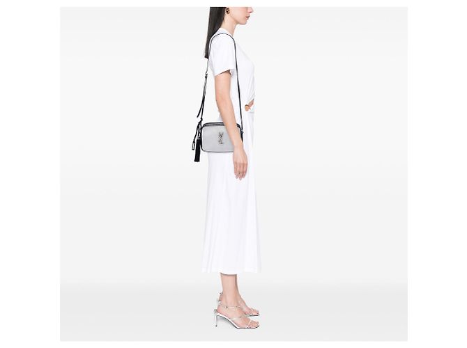 Borsa Camera Lou in tela monogramma bianca Saint Laurent Bianco - vista 6