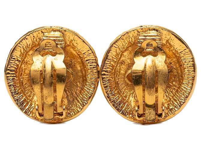 Orecchini a clip rotondi Chanel CC Rue Cambon placcati oro D'oro - vista 2