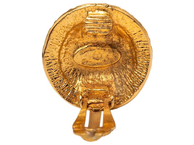 Orecchini a clip rotondi Chanel CC Rue Cambon placcati oro D'oro - vista 3