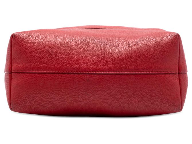 Borsa Tote Convertibile con Tasca Anteriore in Vitello Daino Rosso Prada - vista 3