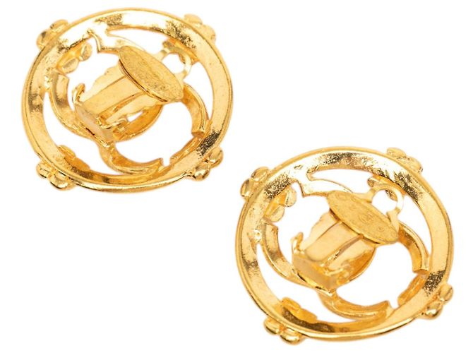 Orecchini a cerchio Chanel CC placcati oro D'oro - vista 2
