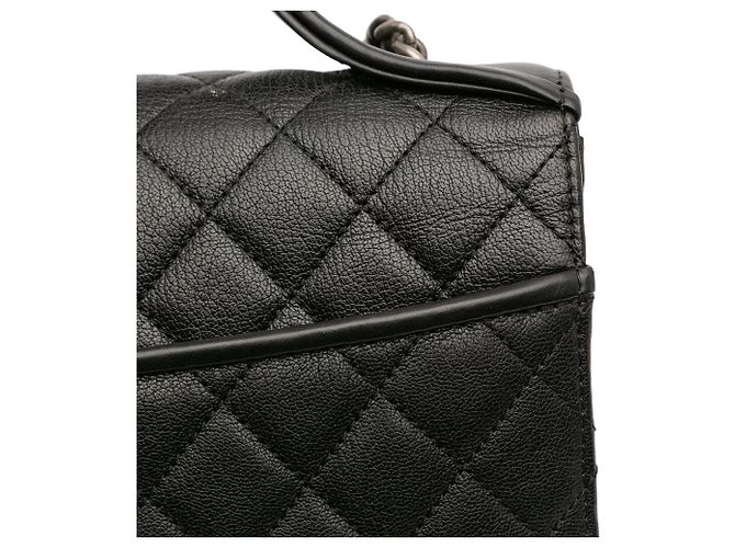 Borsa a tracolla Chanel Medium Quilted Goatskin CC University Flap Nera Nero - vista 10