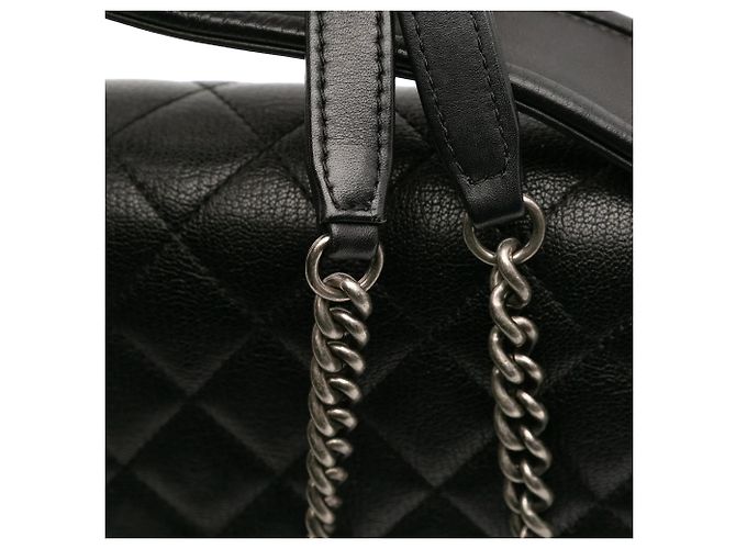 Borsa a tracolla Chanel Medium Quilted Goatskin CC University Flap Nera Nero - vista 11