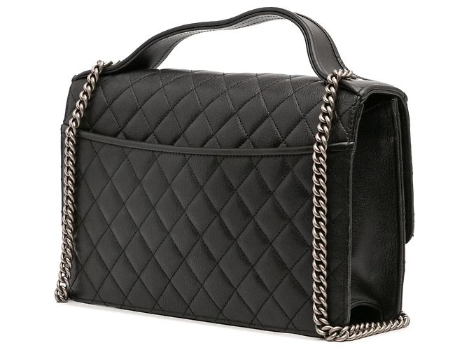 Borsa a tracolla Chanel Medium Quilted Goatskin CC University Flap Nera Nero - vista 2