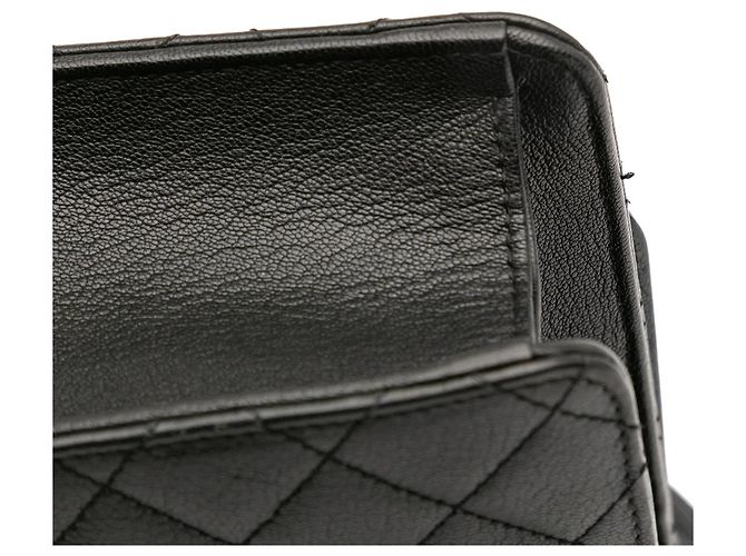 Borsa a tracolla Chanel Medium Quilted Goatskin CC University Flap Nera Nero - vista 7