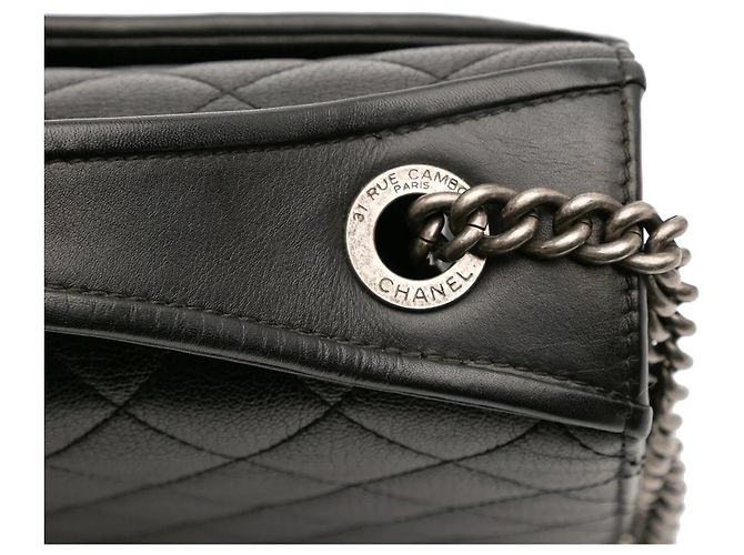 Borsa a tracolla Chanel Medium Quilted Goatskin CC University Flap Nera Nero - vista 9