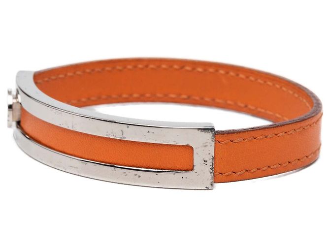 Orangefarbenes Hermès Pousse Pousse Lederarmband - Ansicht 2