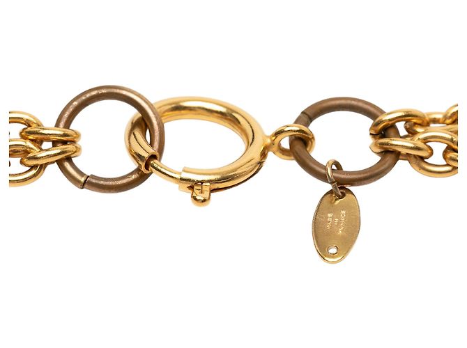 Collar de doble vuelta chapado en oro con perlas falsas Chanel CC Gold Dorado - vista 4