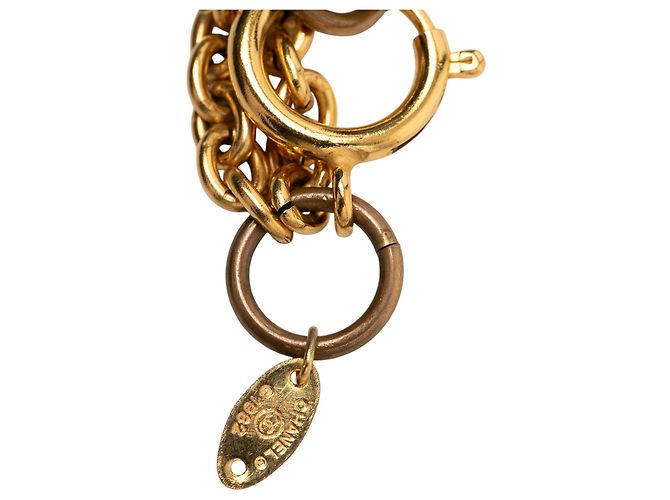 Collar de doble vuelta chapado en oro con perlas falsas Chanel CC Gold Dorado - vista 6