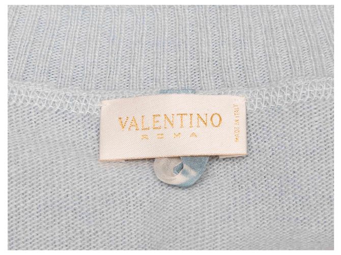 Valentino Garavani Hellblauer & mehrfarbiger Valentino Wollmischung Cardigan mit Blumenmuster Größe US S - Ansicht 5